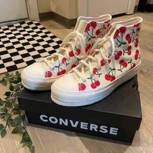 Converse Cherry Print High-Top Platform Sneakers